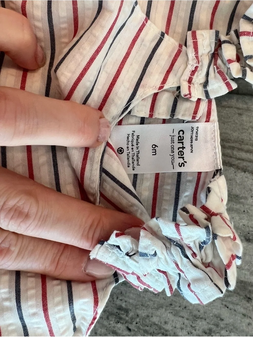 Carter's White Dress with Red and Navy Stripes